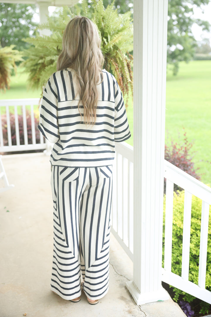 Mixed Stripe Print Set "Navy"