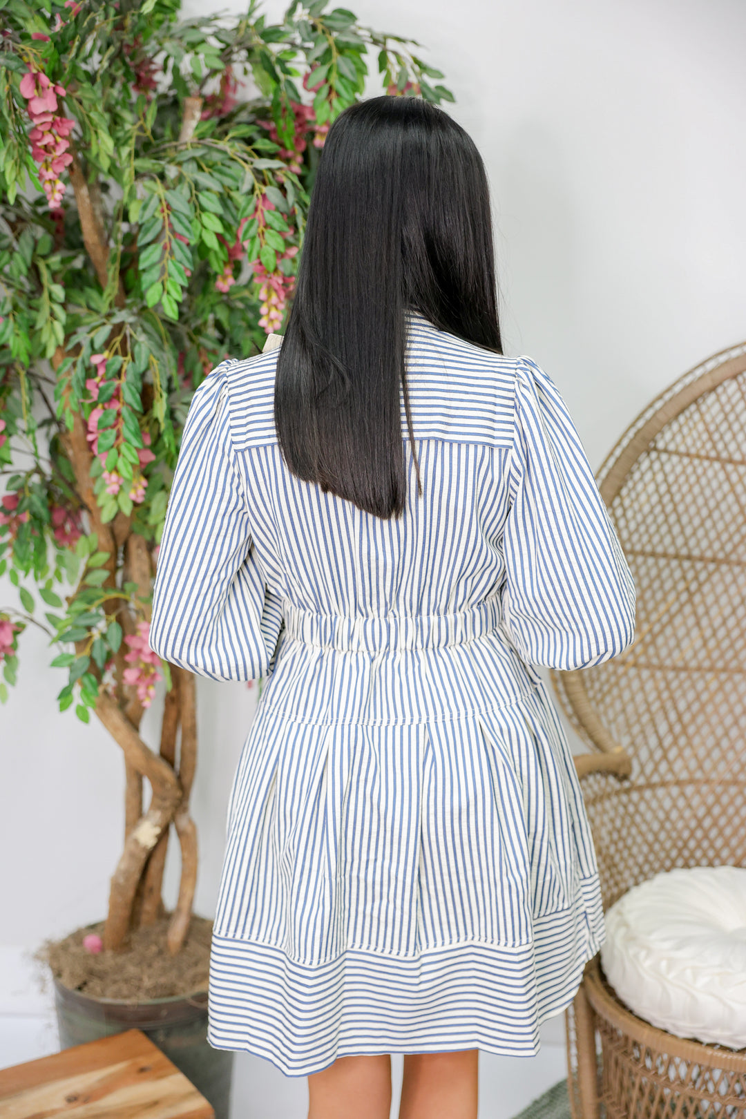 Simply Striped 3/4 Sleeve Mini Dress "Indigo"