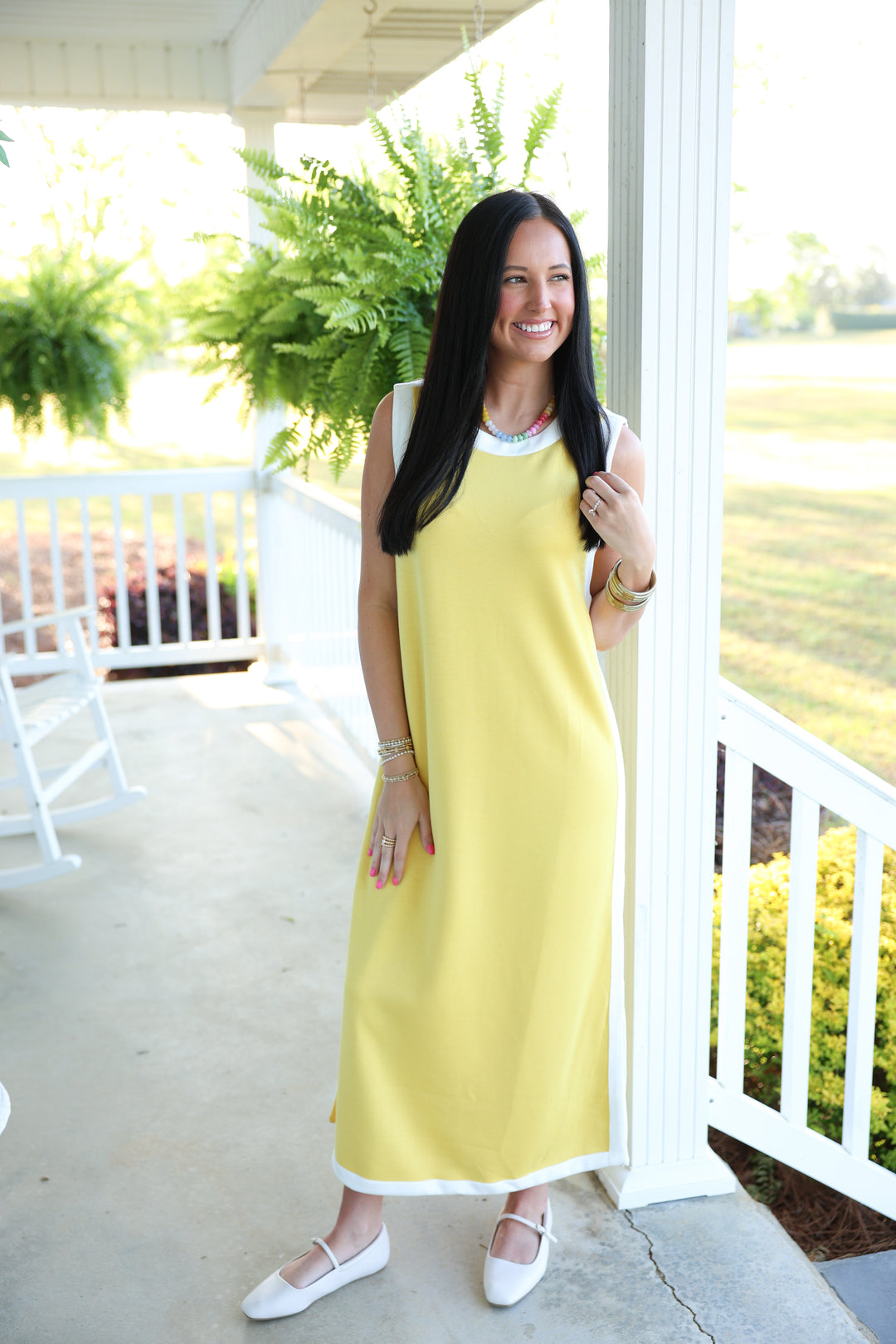On the Go Midi Dress Lemon Medium On the Go Midi Dress Lemon Medium