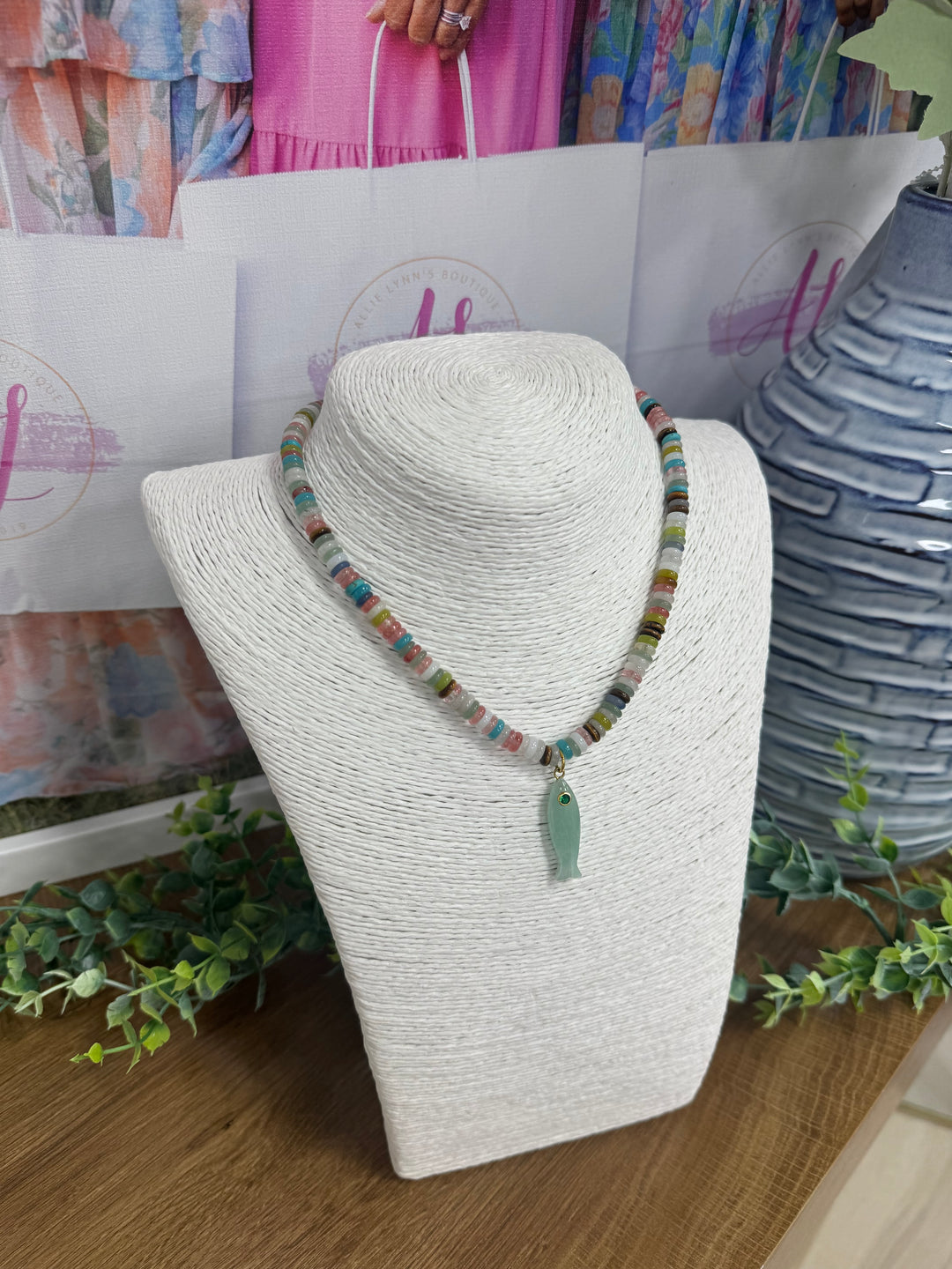Hart Designs Jewelry - Multi Beaded Necklace "Fish Charm"