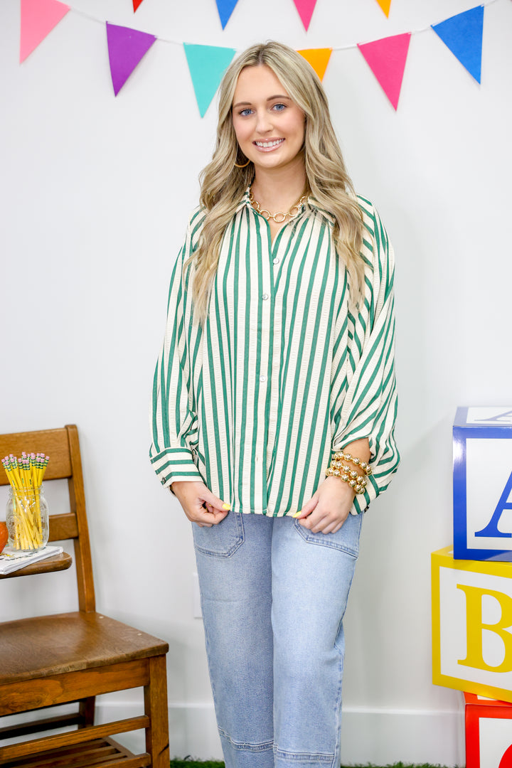 Stripe A Pose Top "Hunter Green"