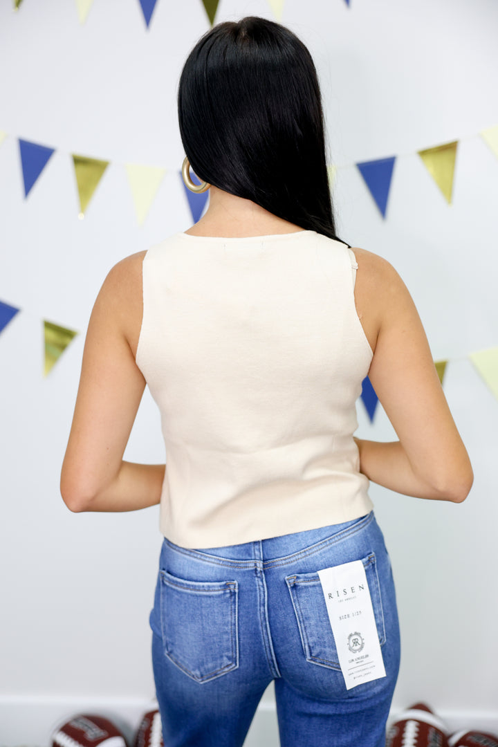 Audrey Sleeveless Button Up Top