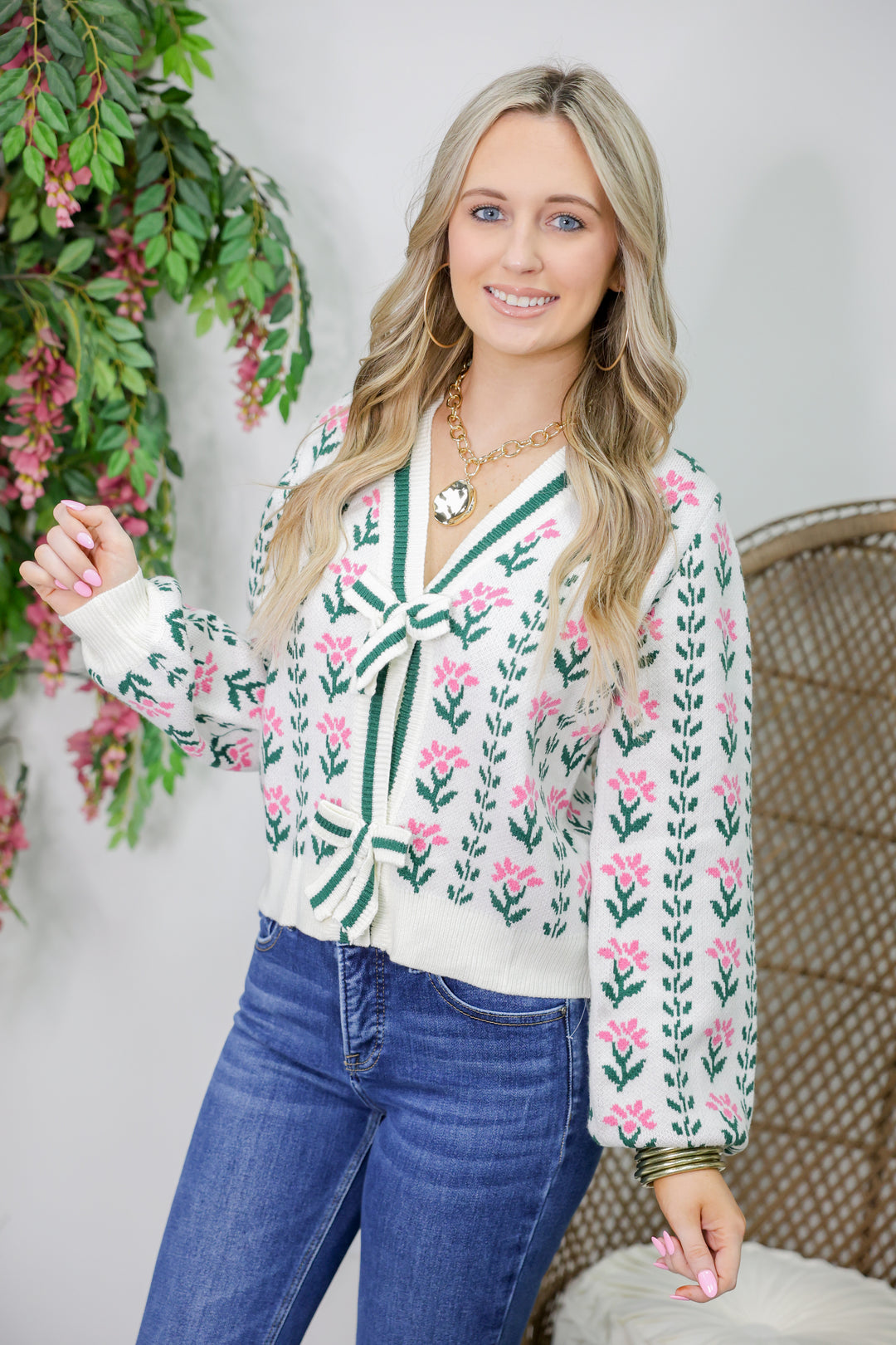 Garden Floral Cardigan "Ecru"
