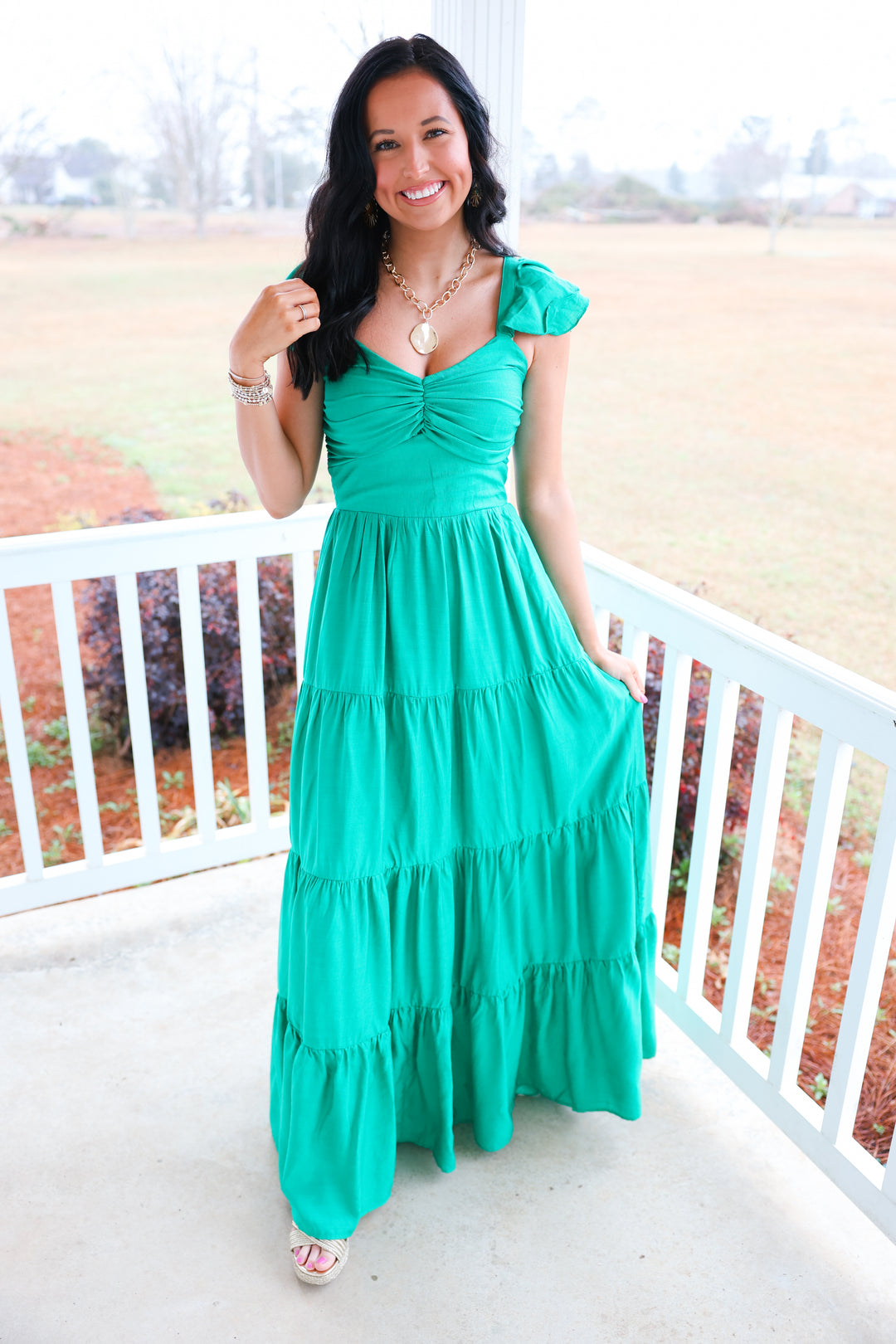 Aviva Tiered Dress "Green"