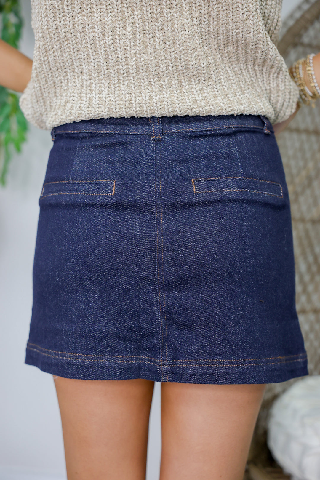Soft Washed Button Down Mini Denim Skirt