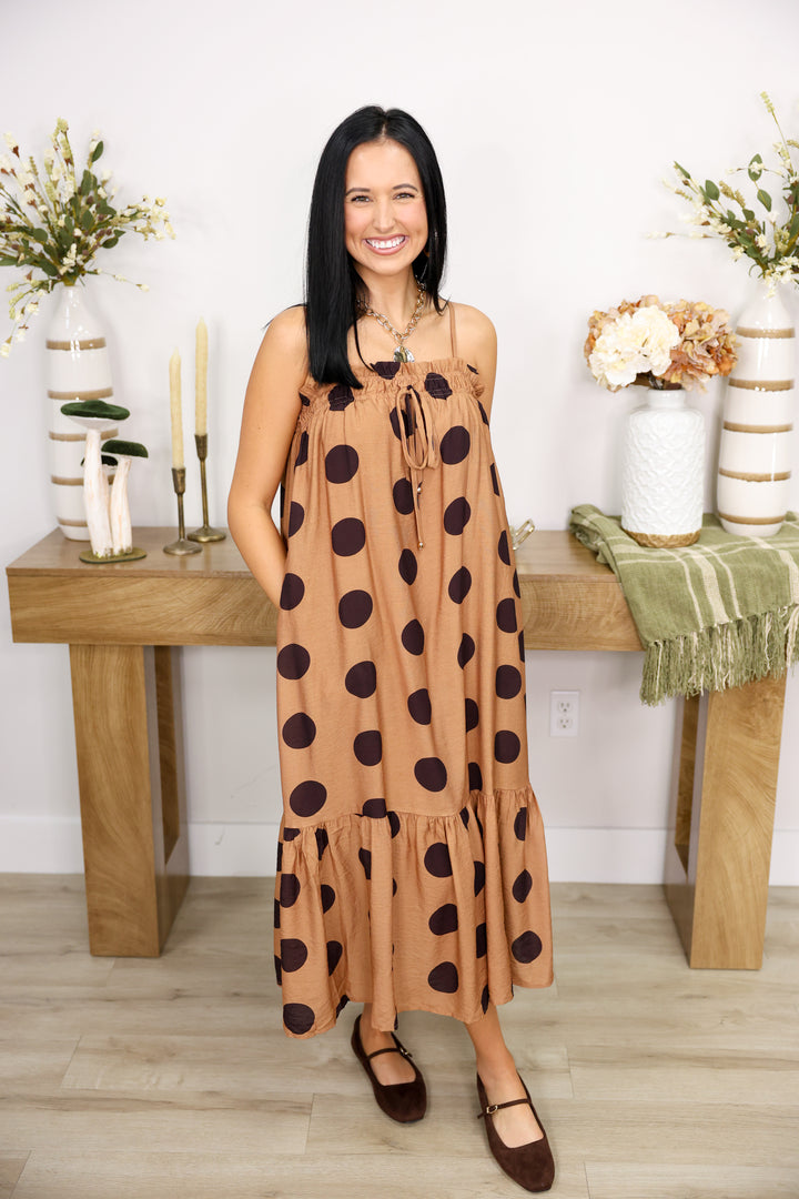 Piper Polka Dot Dress "Mocha"