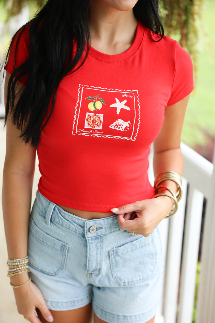 Amalfi Coast Baby Tee "Tomato"