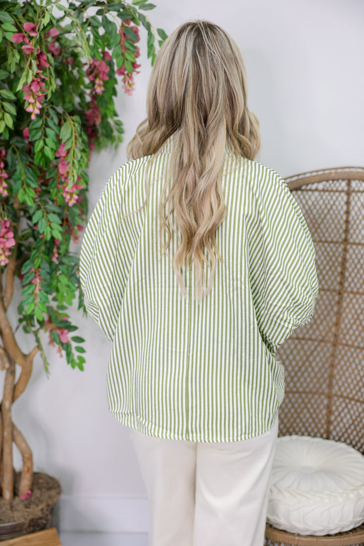 Sunday Stripes Top "Olive"