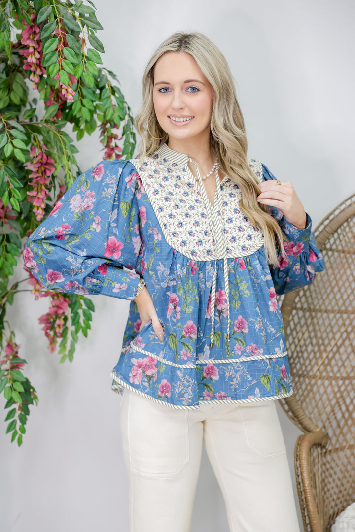 All Around Floral Top "Teal"