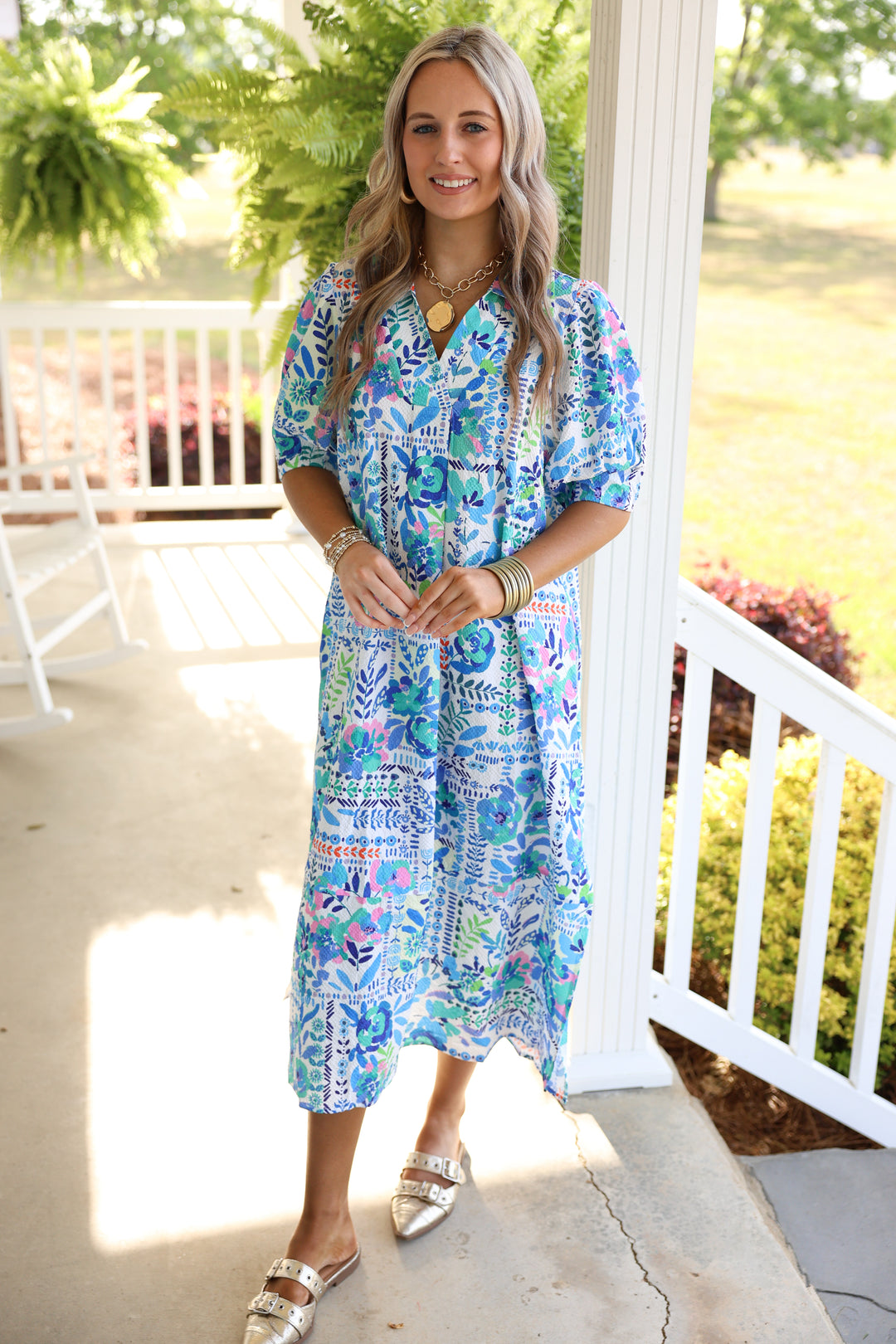 Summer Brightness Midi Dress "Blue Mix"