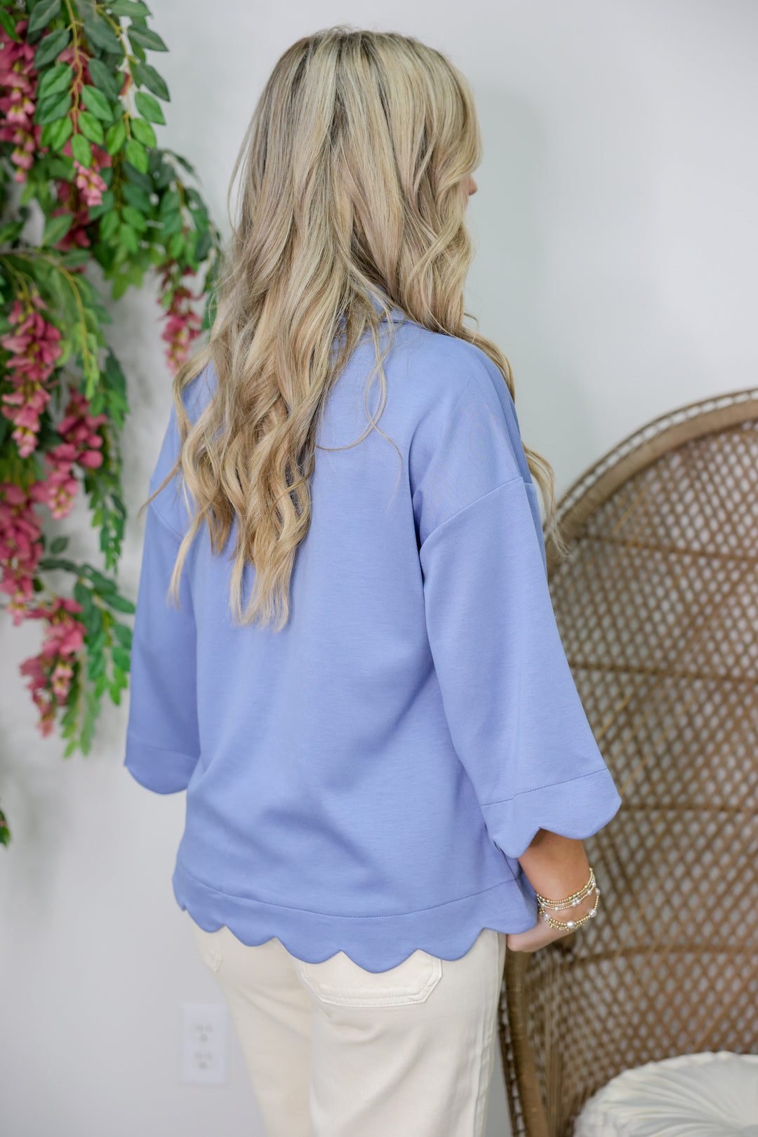 Butter Soft Scallop Edge Top "Denim Blue"