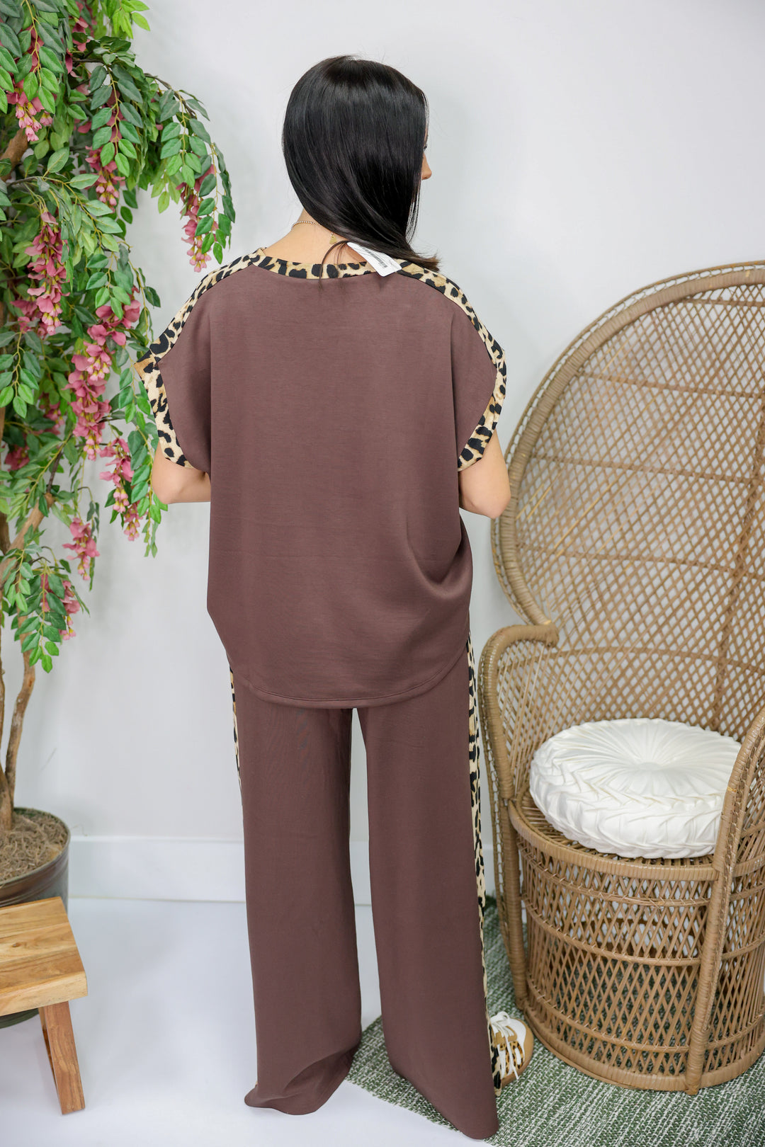Leopard Side Trim Pants "Brown"