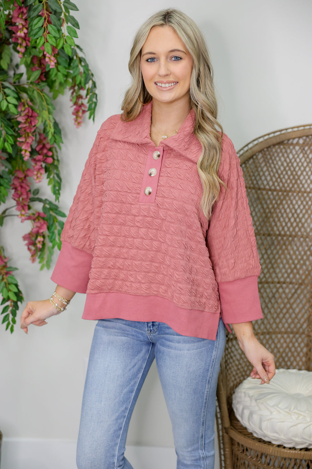 Textured & Terrific Pullover "Mauve"