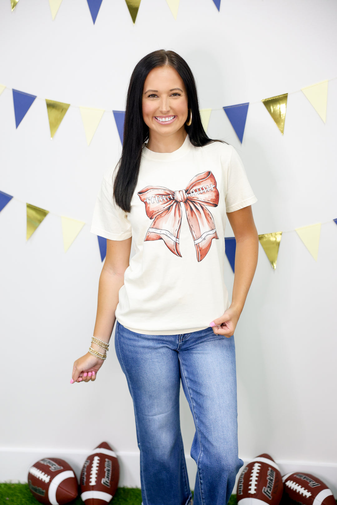 Football Bow Graphic Tee