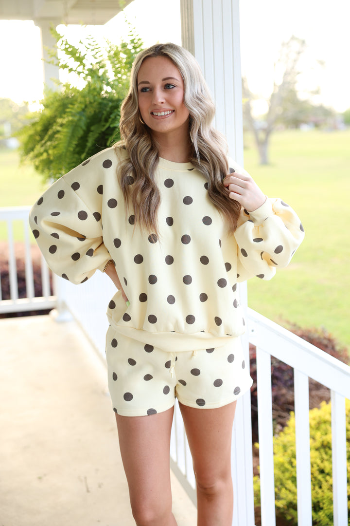 Polka Dot Fleece Set "Yellow/Brown"
