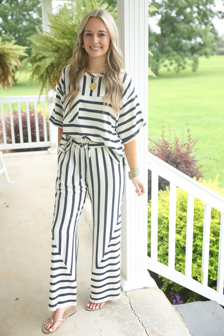 Mixed Stripe Print Set "Navy"