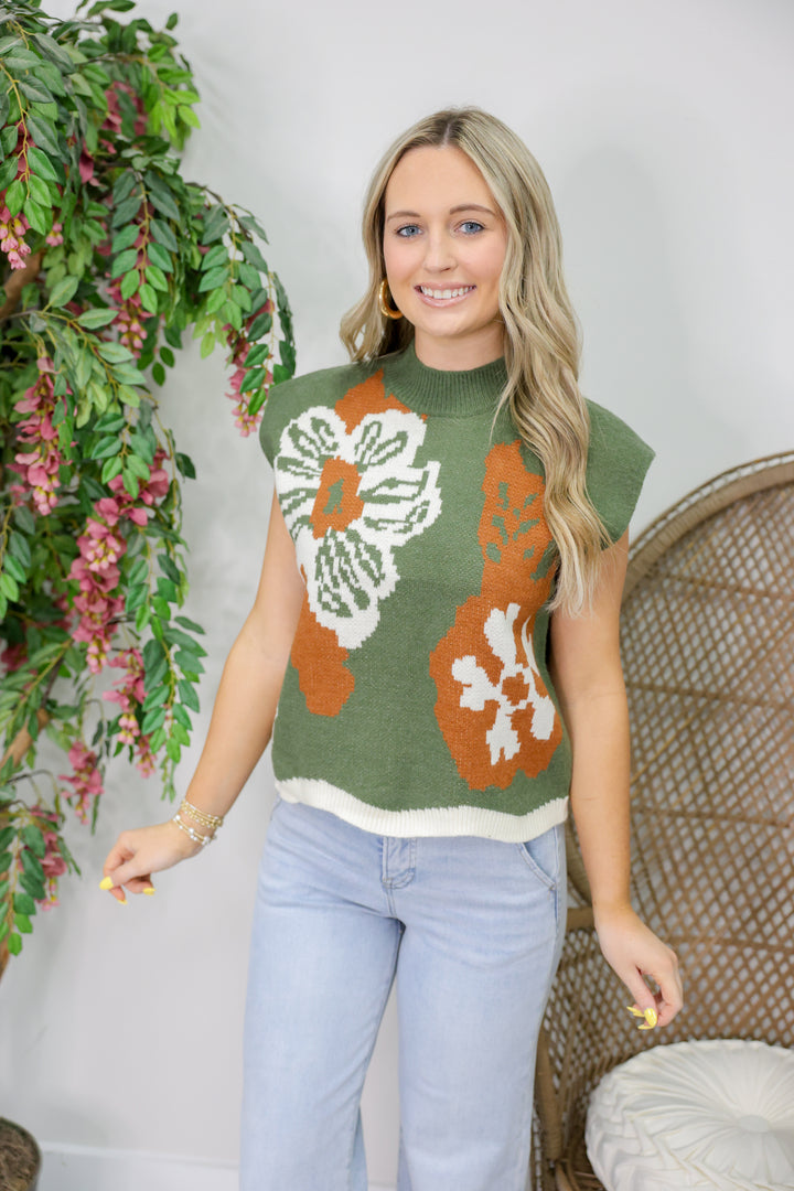 Sweet As You Sweater Top "Olive"