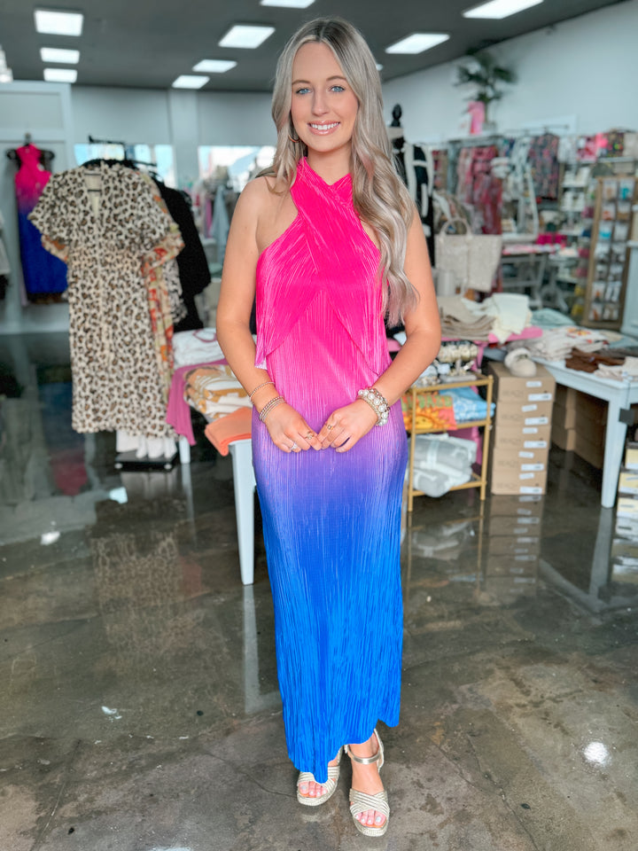 Radiance Pleated Maxi Dress "Pink/Purple"