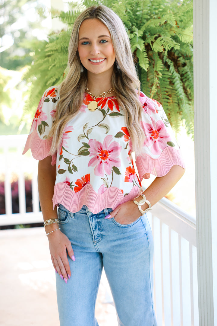 Call It Classy Top "Cream Floral"
