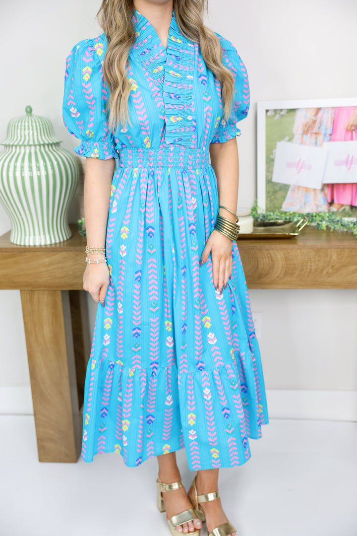 Color Spectrum Midi Dress "Mint Blue Mix"