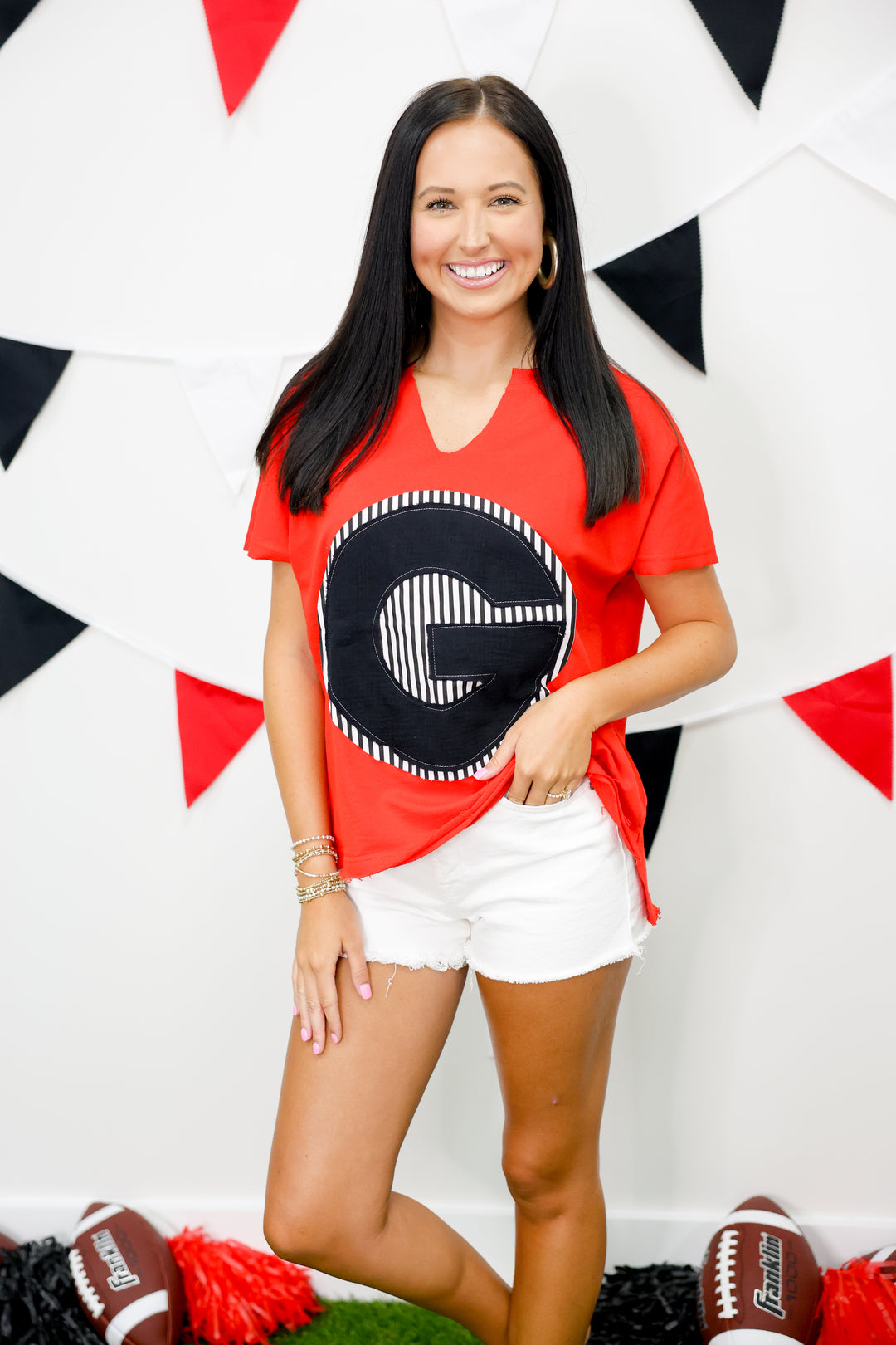 Georgia Patched Knit Top "Red/Black"
