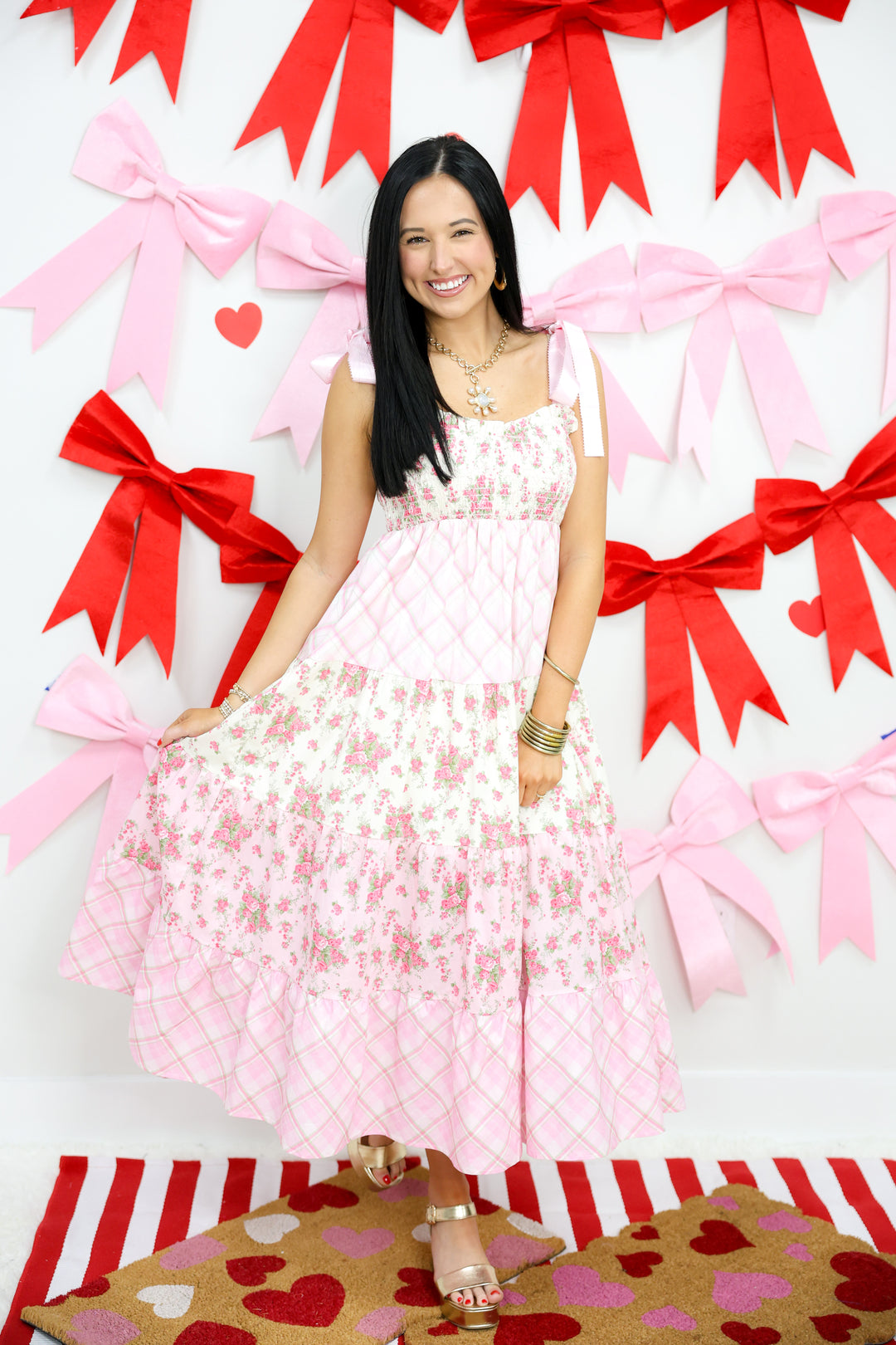 Fancy In Love Midi Dress "Lt.Pink/Multi"