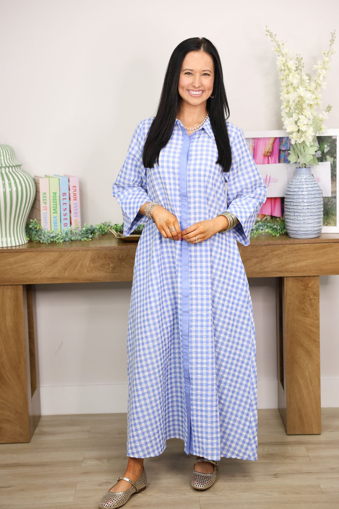 Merciful Gingham Dress "Blue"