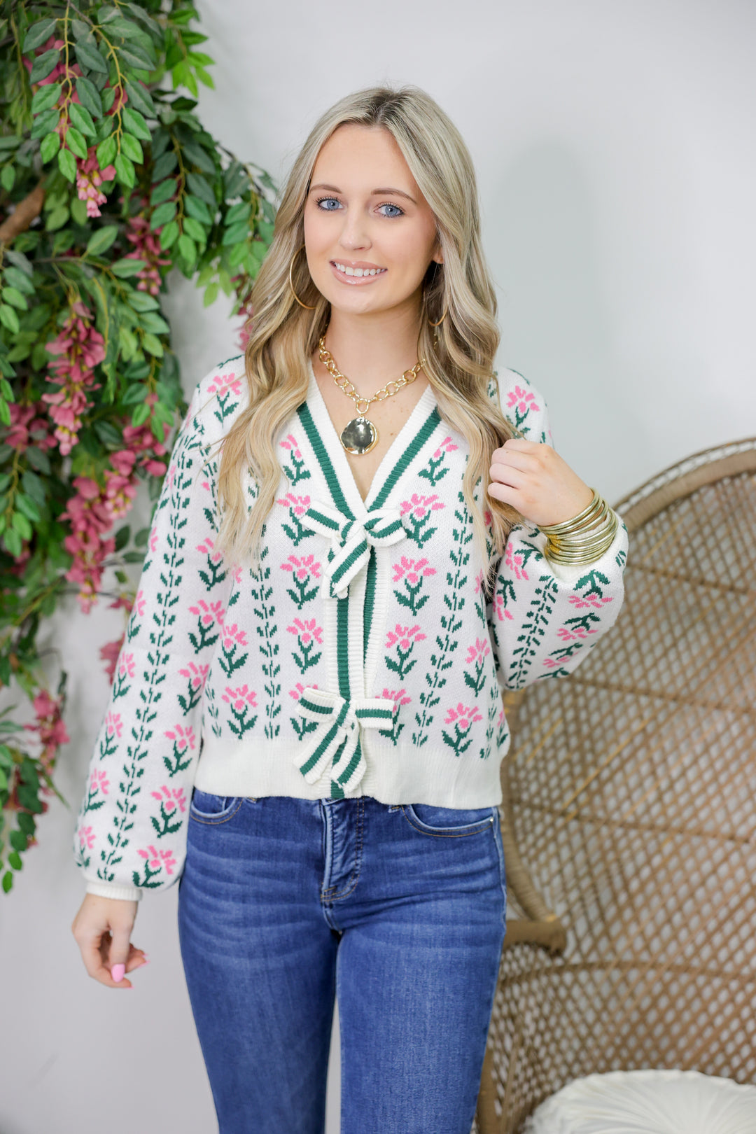 Garden Floral Cardigan "Ecru"