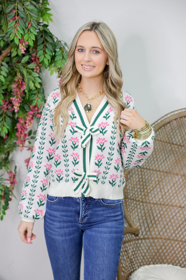Garden Floral Cardigan "Ecru"