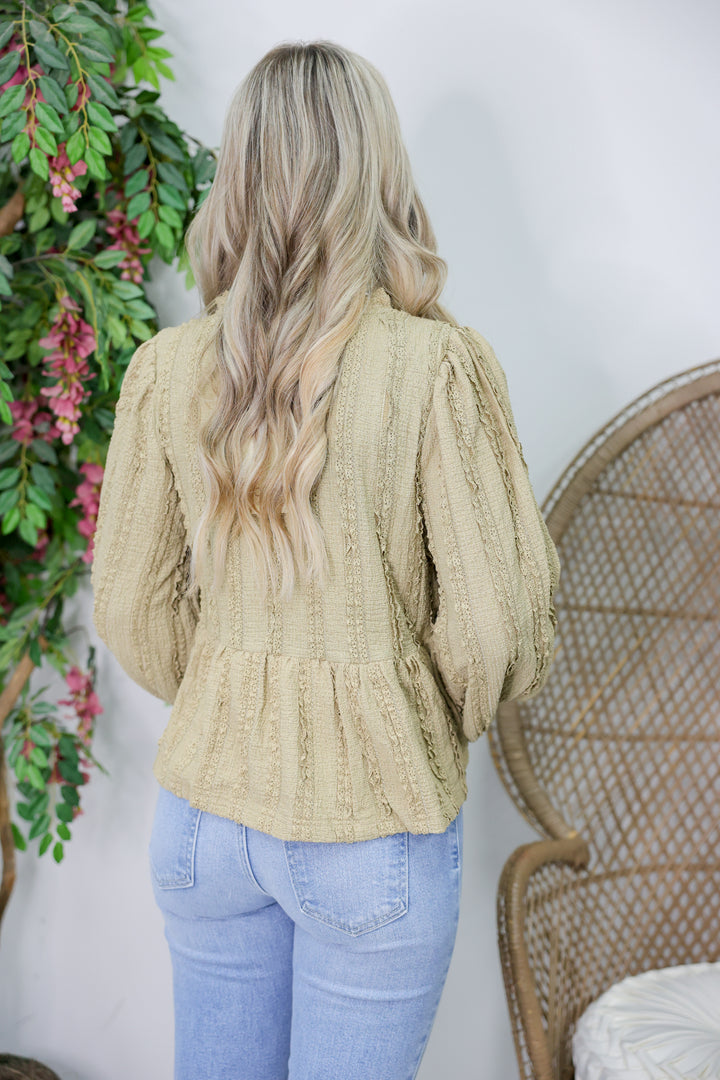 Paisley Bow Detail Top "Khaki"