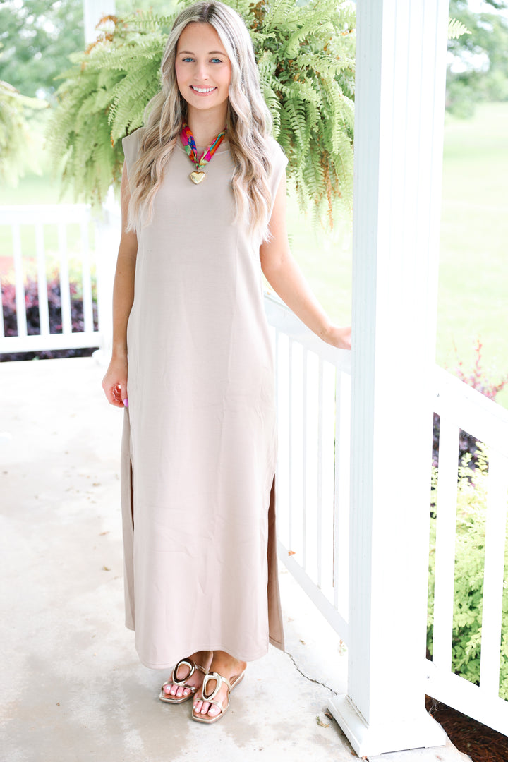 Butter Soft Side Slit Maxi "Taupe"