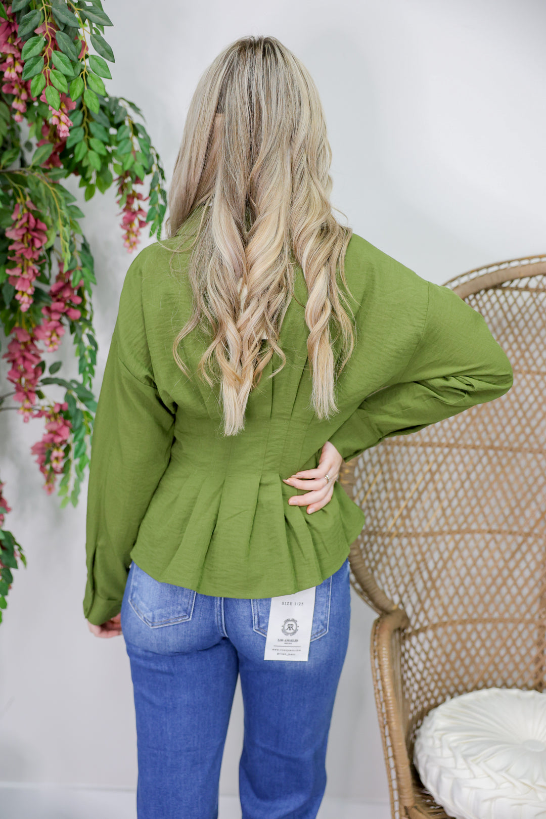 Long Sleeve Button Top "Olive"