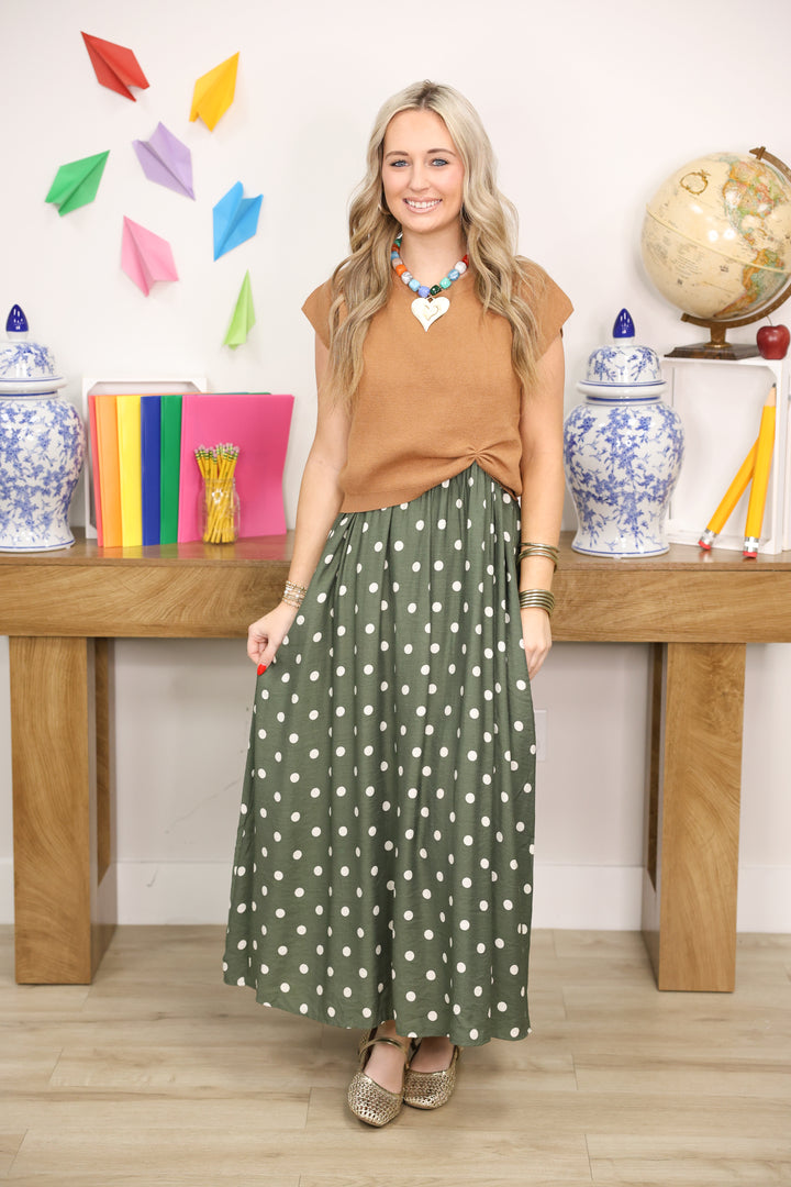 Polka Dot Sweater Dress "Camel"