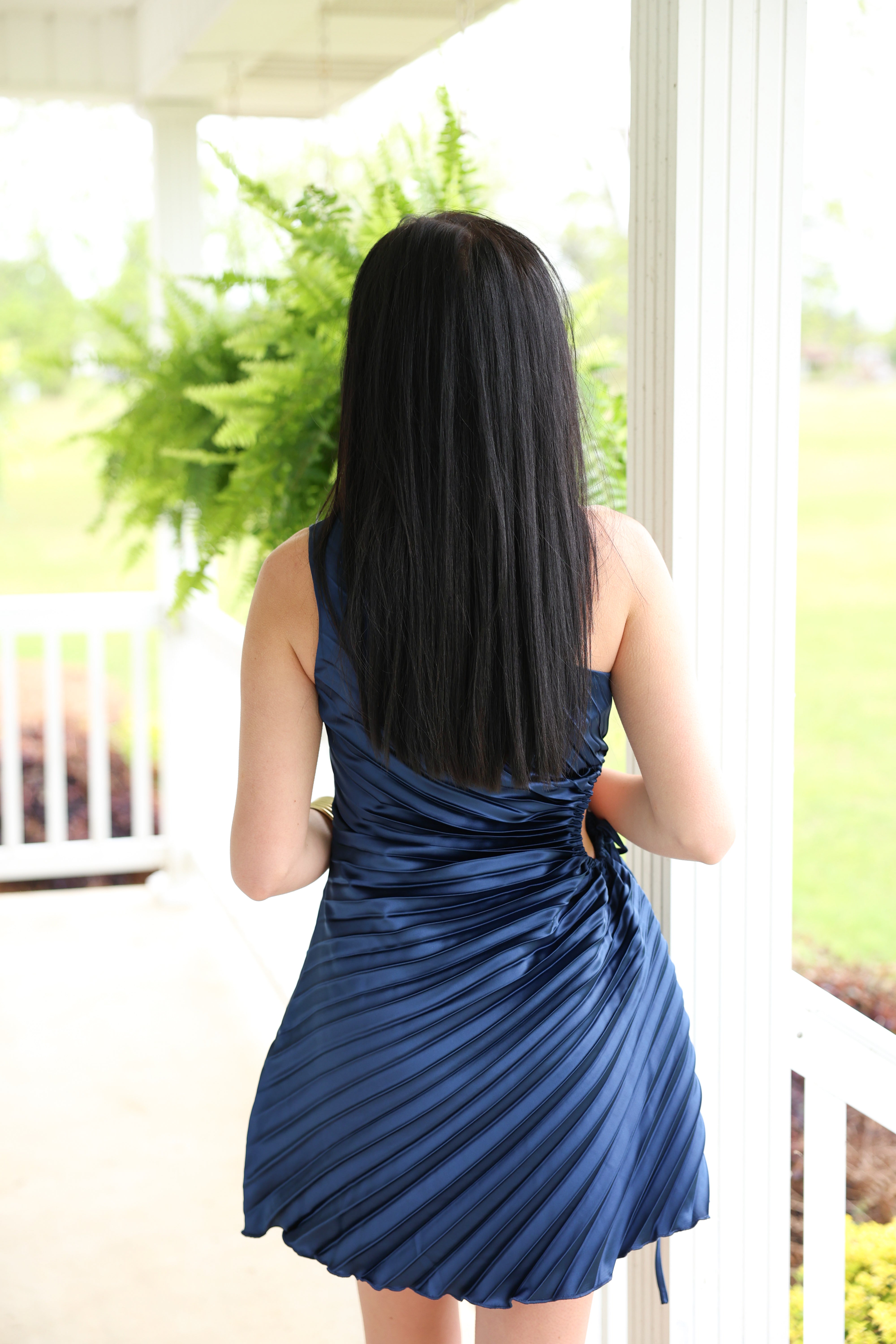 Lena One Shoulder Pleated Mini Dress 