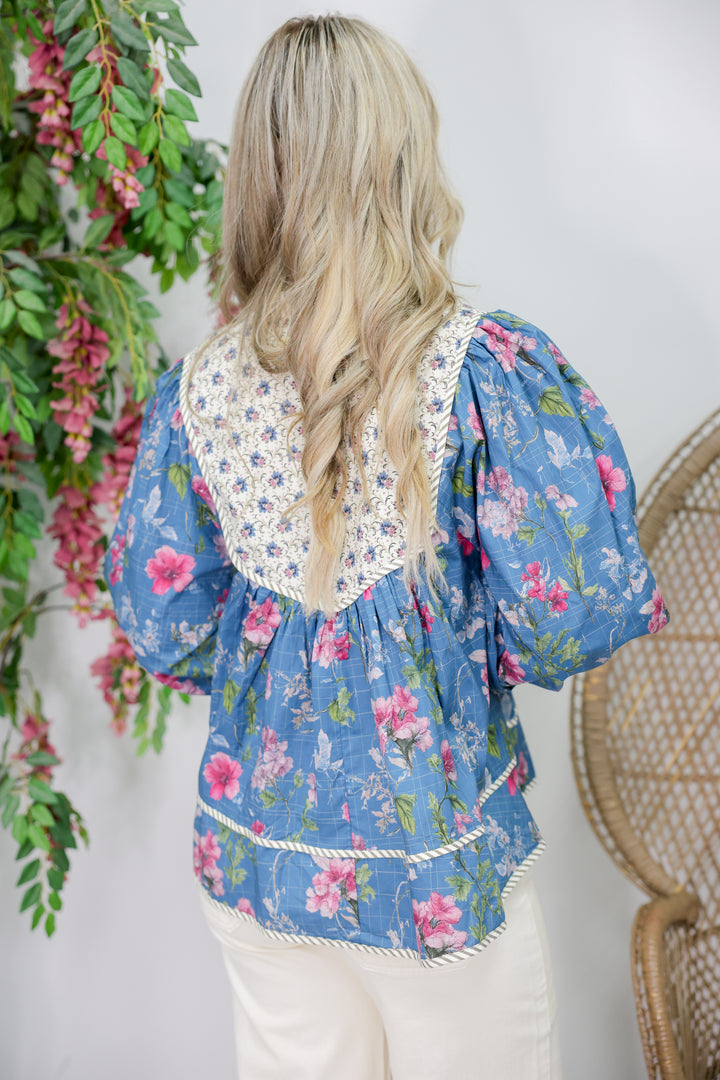 All Around Floral Top "Teal"