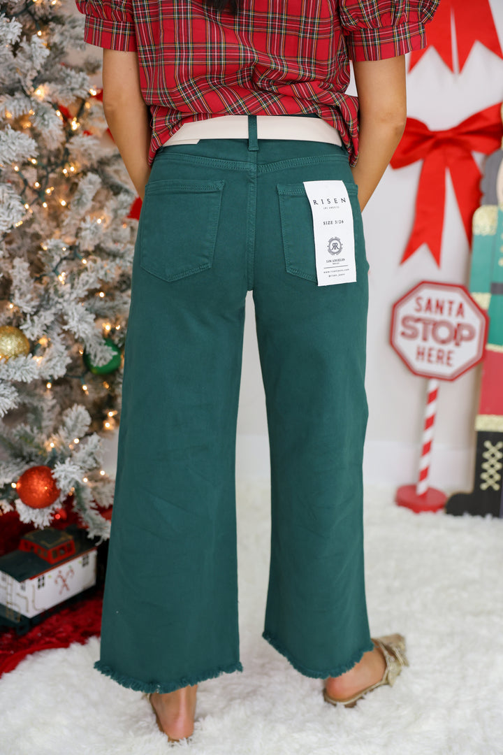 Risen - TC High Rise Crop Wide Pants "Hunter Green"