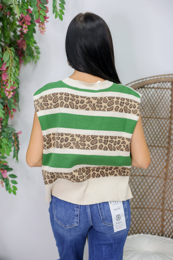 Lynlie Leopard Sweater Top "Olive"