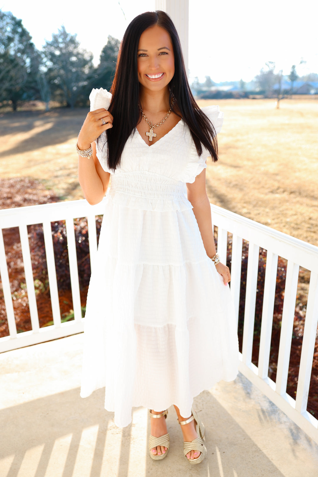 Whimsical White Midi Dress