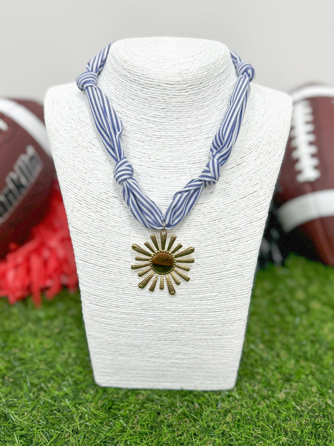 Hart Designs Jewelry - Navy/White Stripe Scarf Necklace "Sun"