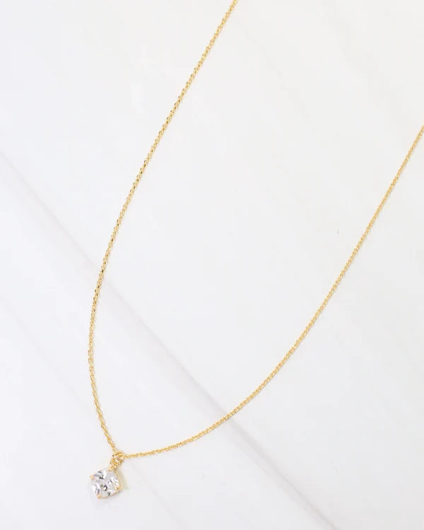 Caroline Hill - Lakewood CZ Pendant Necklace - WR Gold