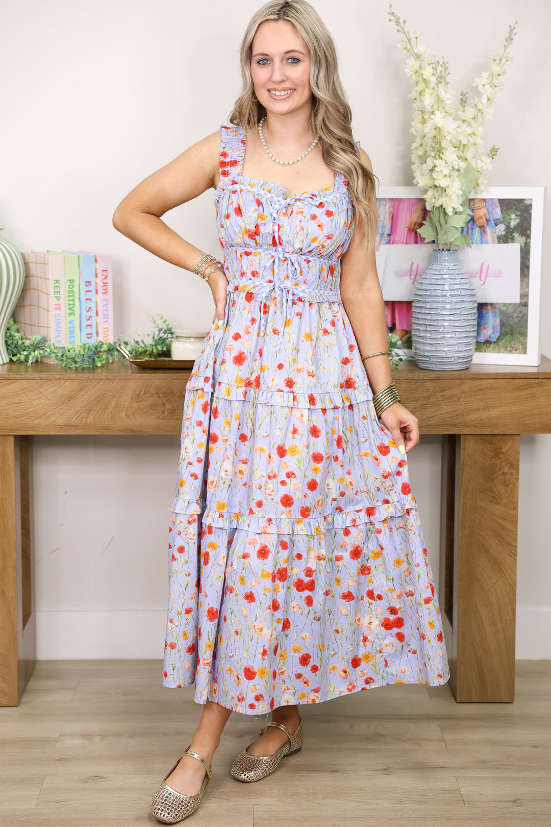 Poppy Breeze Midi Dress "Blue"