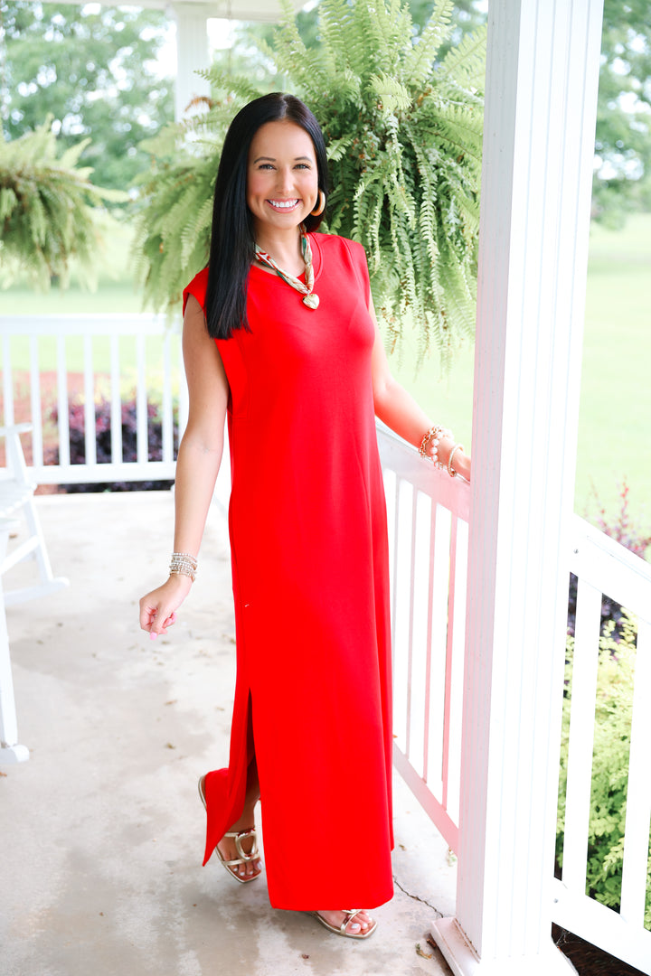 Butter Soft Side Slit Maxi "Red"