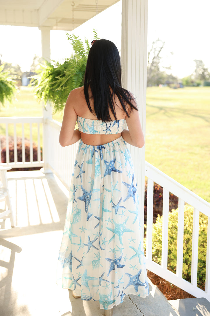 Starfish Chiffon Resort Maxi Dress
