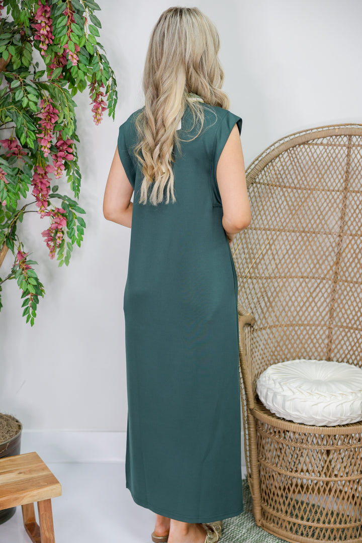 Butter Soft Side Slit Maxi Dress "Forest"