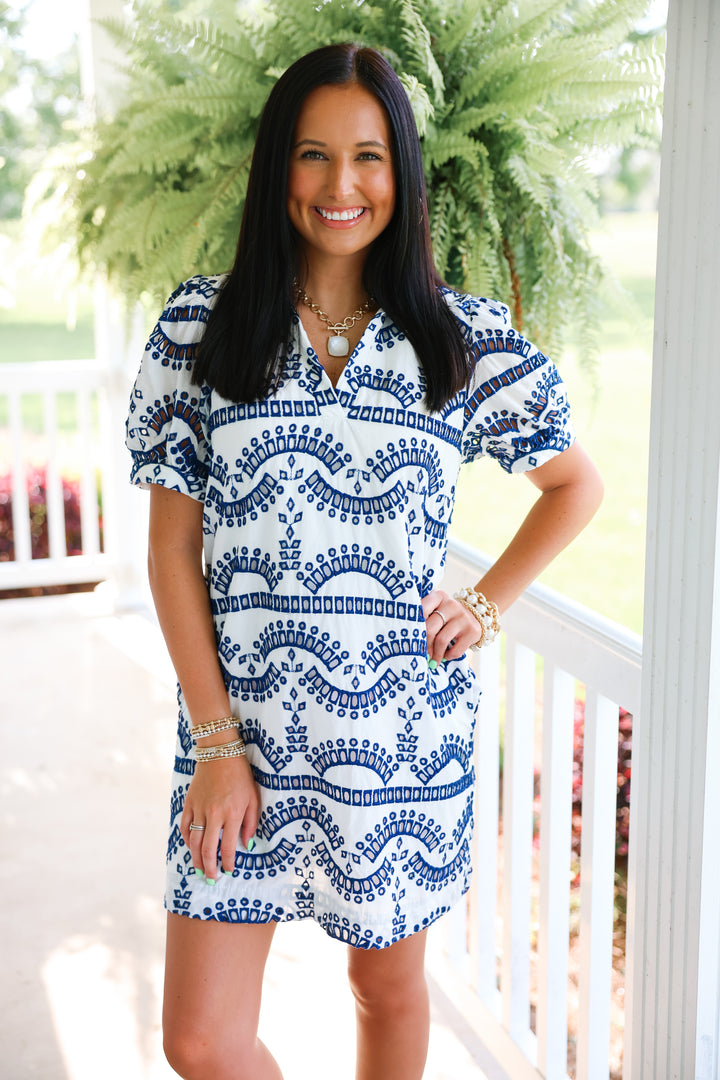 Evermore Eyelet Dress "Navy"