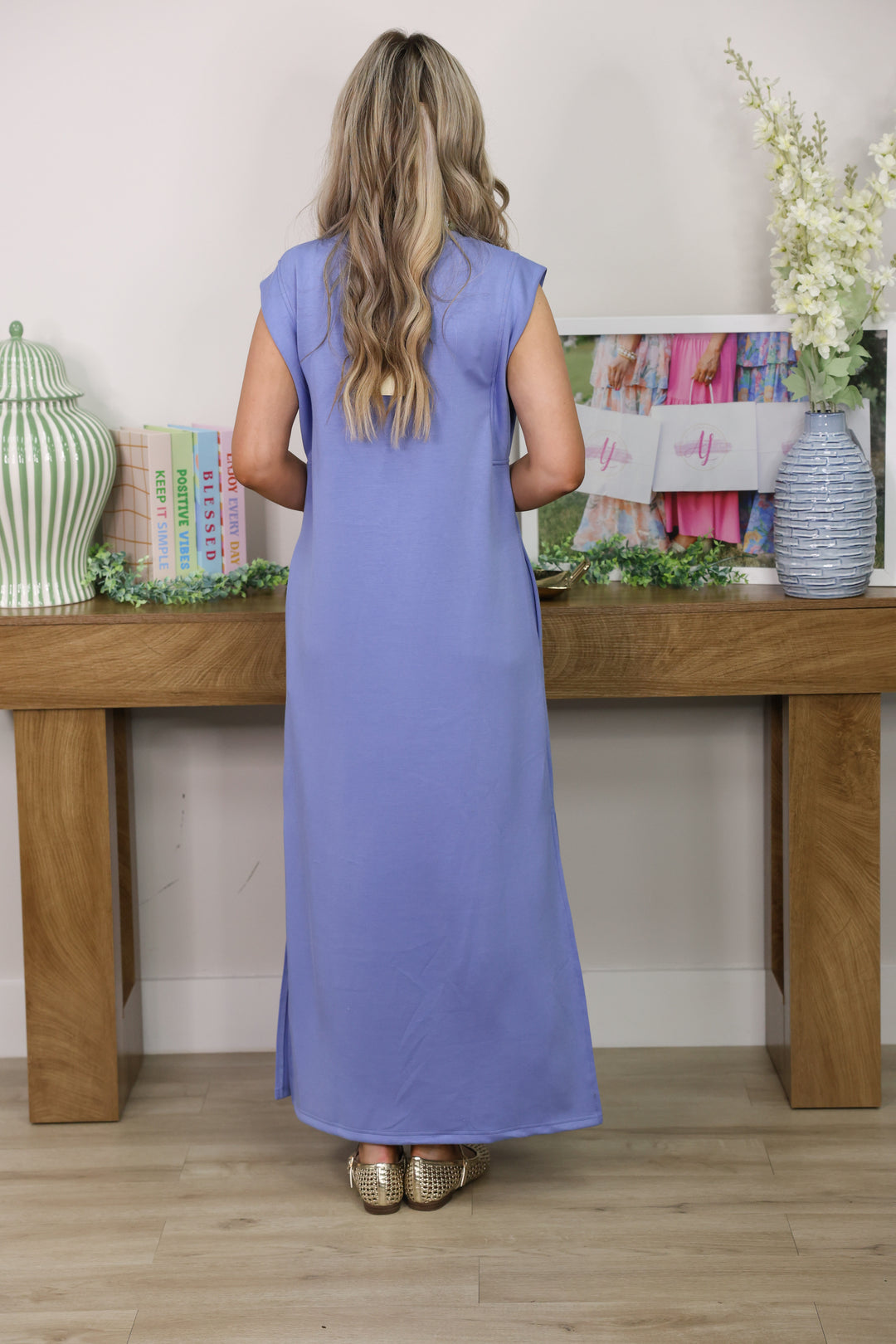 Butter Soft Side Slit Maxi Dress "LT. Blue"
