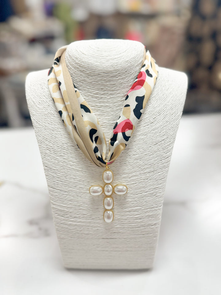 Hart Designs Jewelry - Sara Scarf Necklace "Pearl Cross"