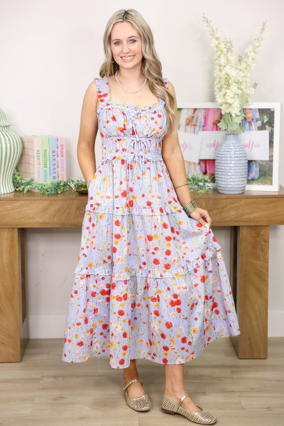 Poppy Breeze Midi Dress "Blue"