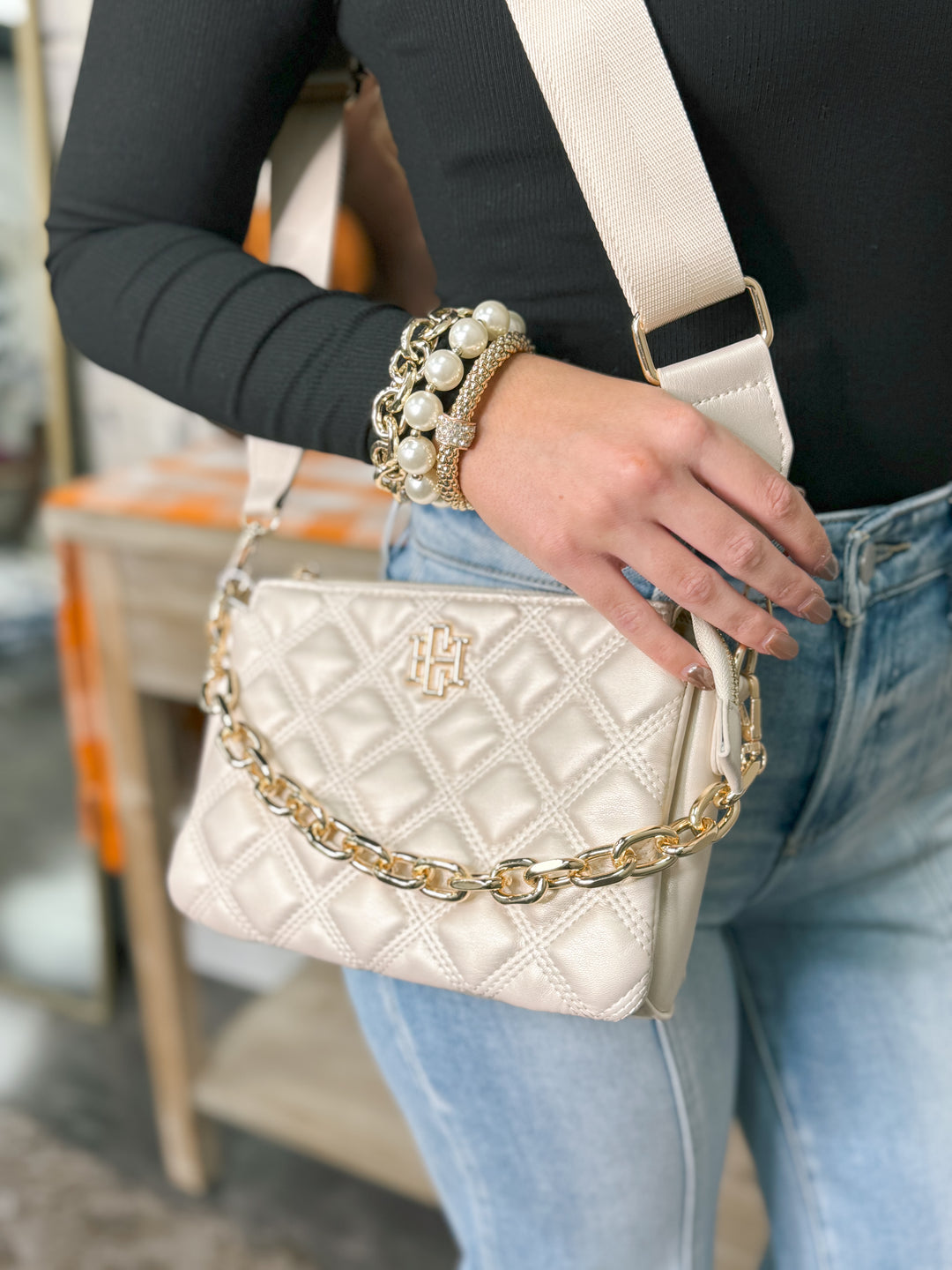 Caroline Hill - Jace Quilted Crossbody "Pearl Quilted DQ"