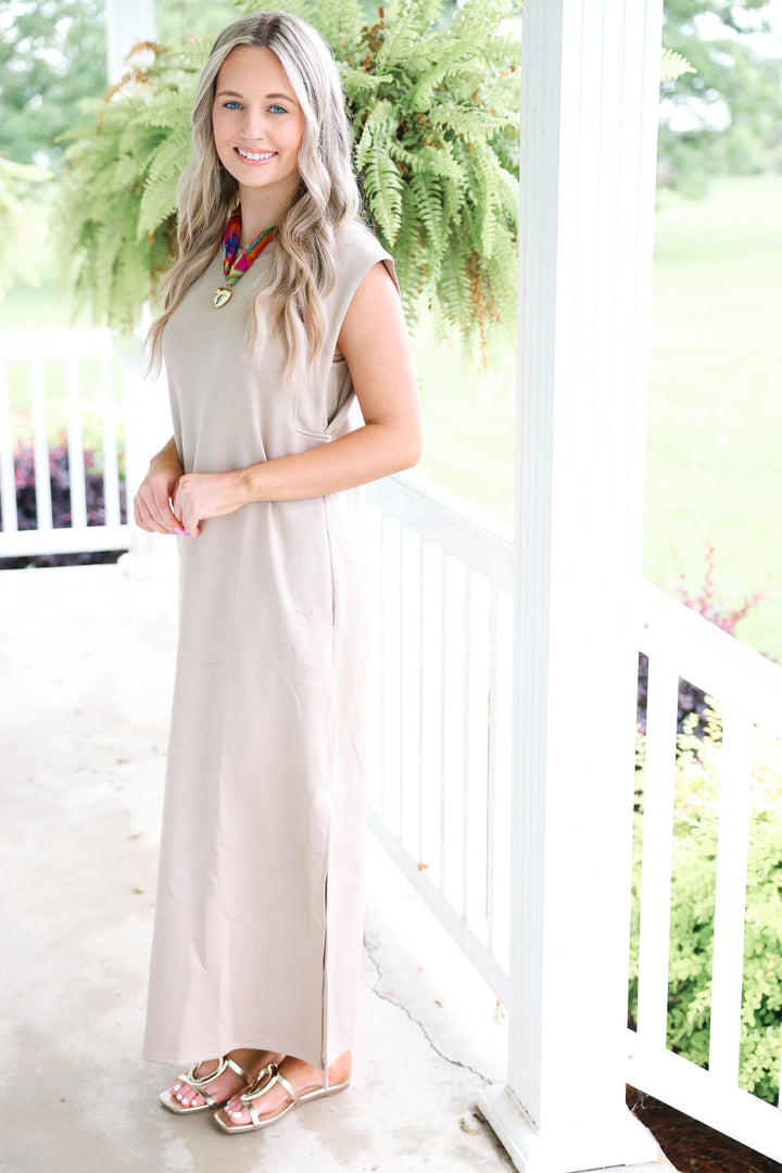 Butter Soft Side Slit Maxi "Taupe"